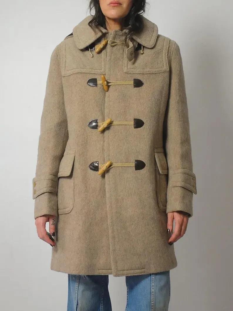 1970's Oatmeal Wool Duffle Peacoat