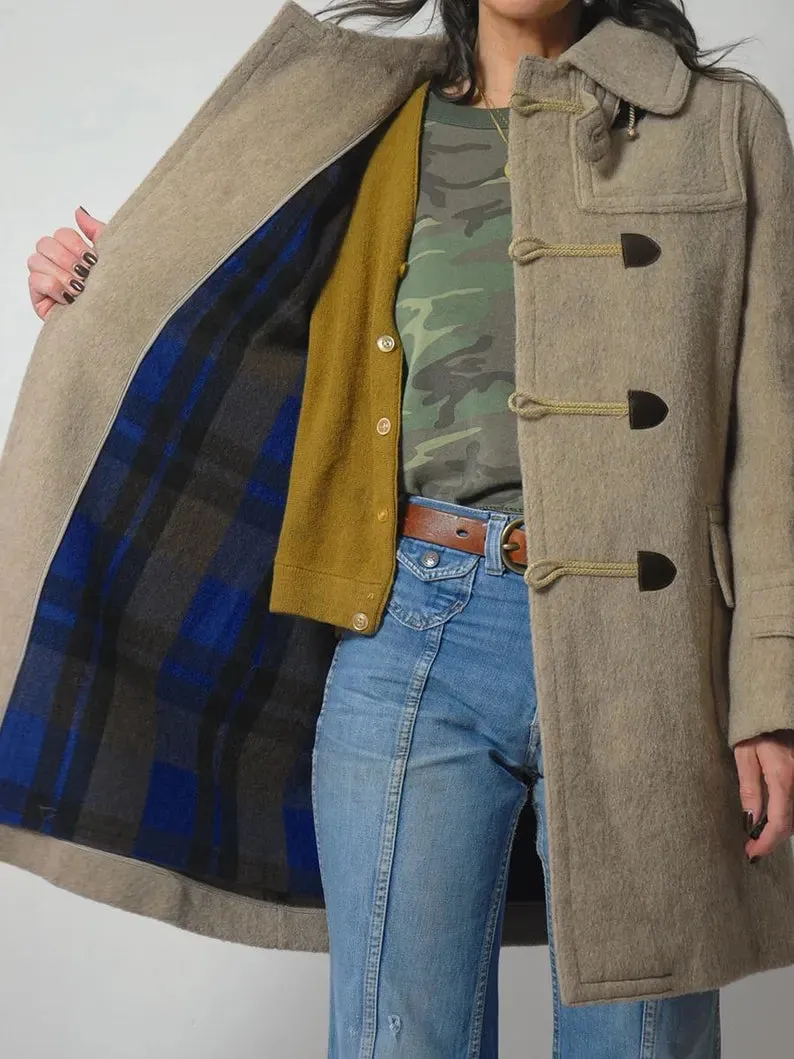 1970's Oatmeal Wool Duffle Peacoat