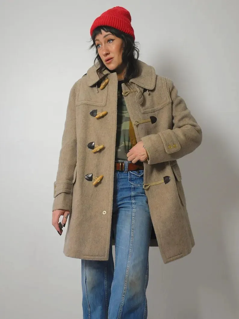 1970's Oatmeal Wool Duffle Peacoat