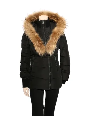 Adali-F5 Fitted Down Coat with Fur Hood