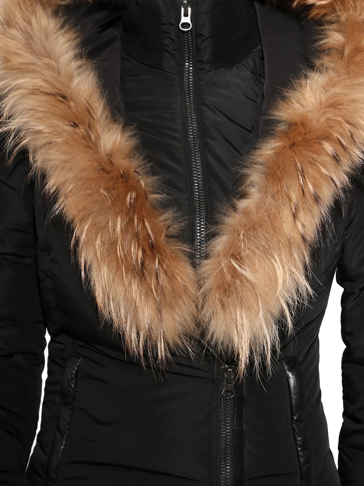Adali-F5 Fitted Down Coat with Fur Hood