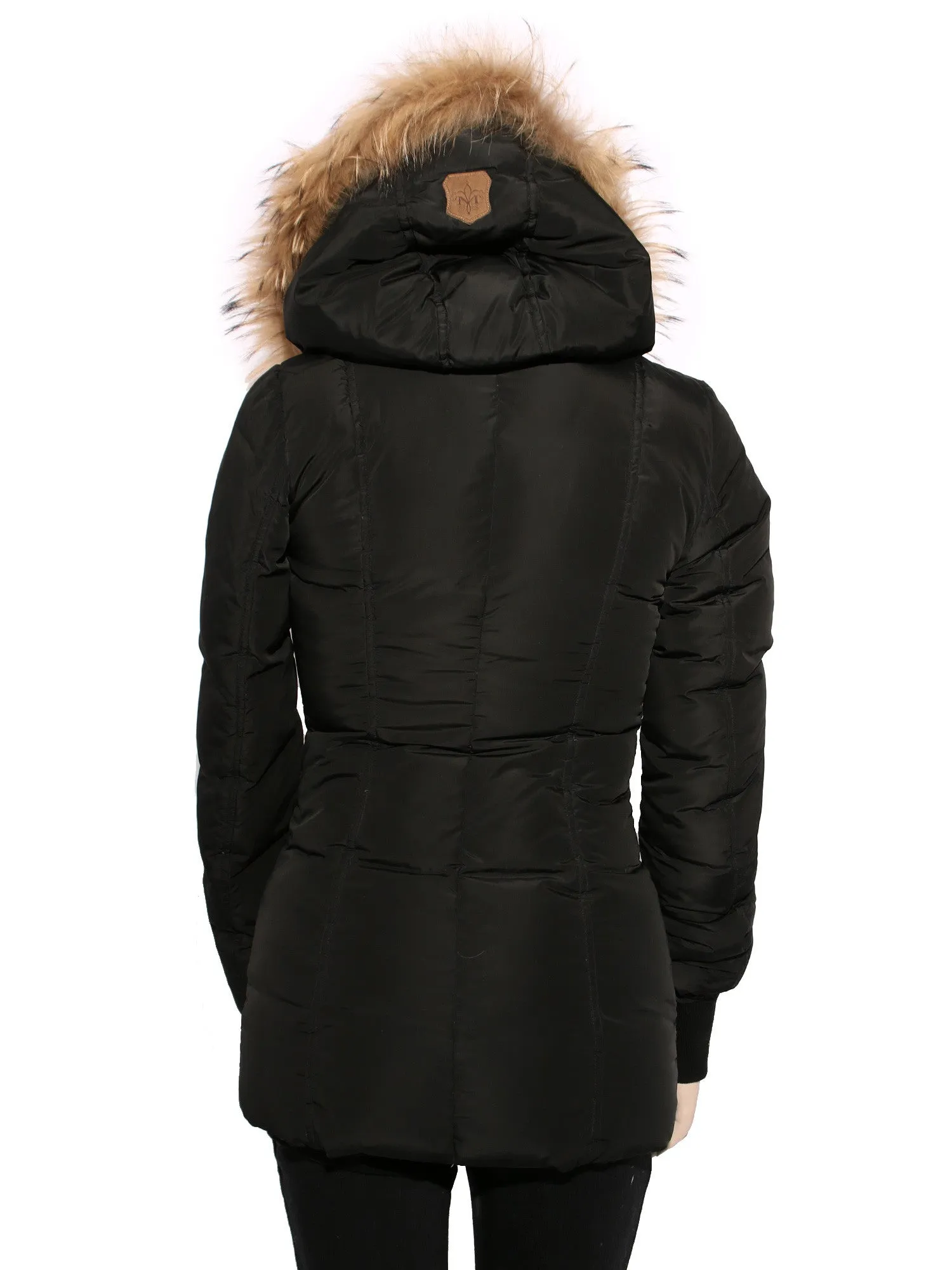 Adali-F5 Fitted Down Coat with Fur Hood