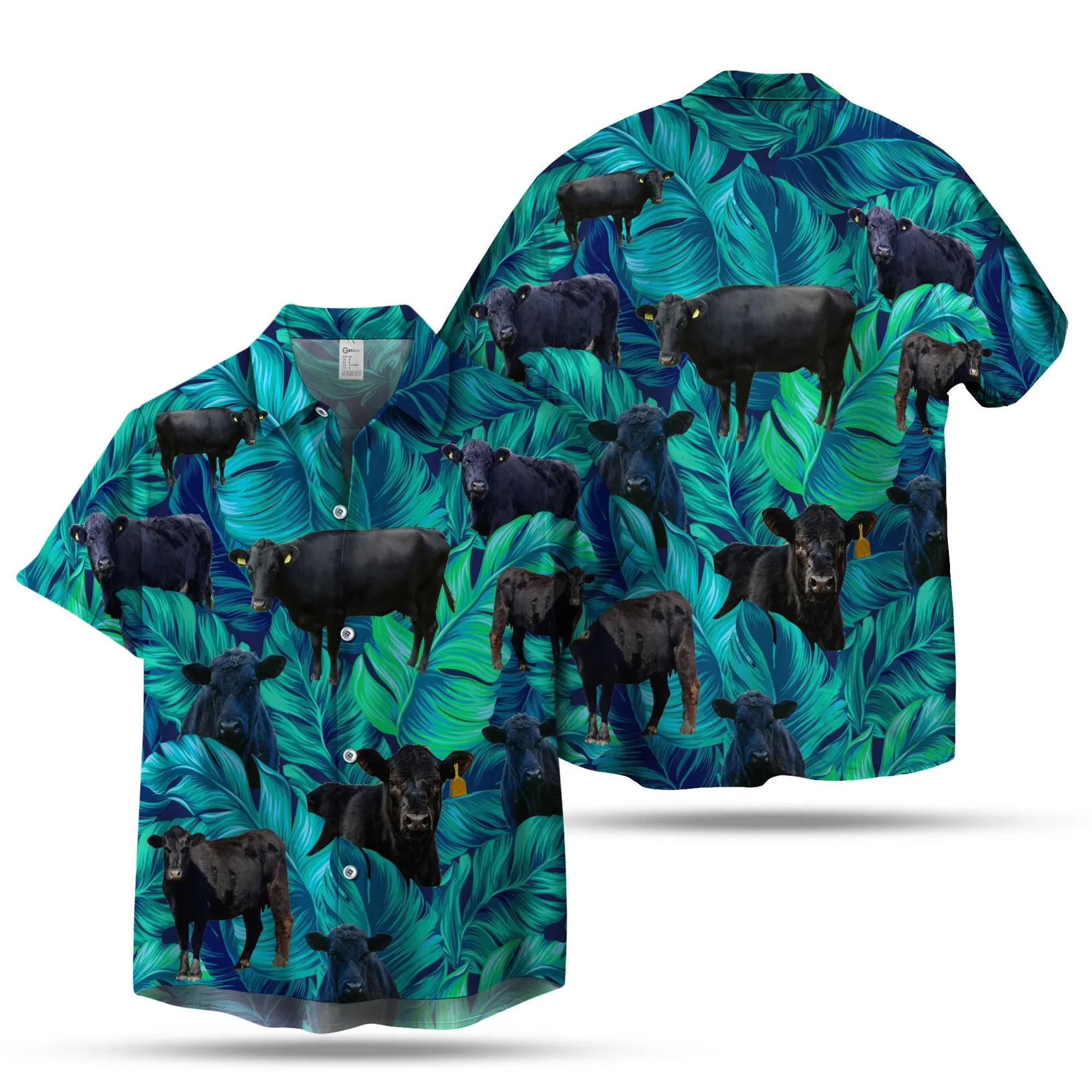 BLACK COW LEAFY HAWAIIAN SHIRT