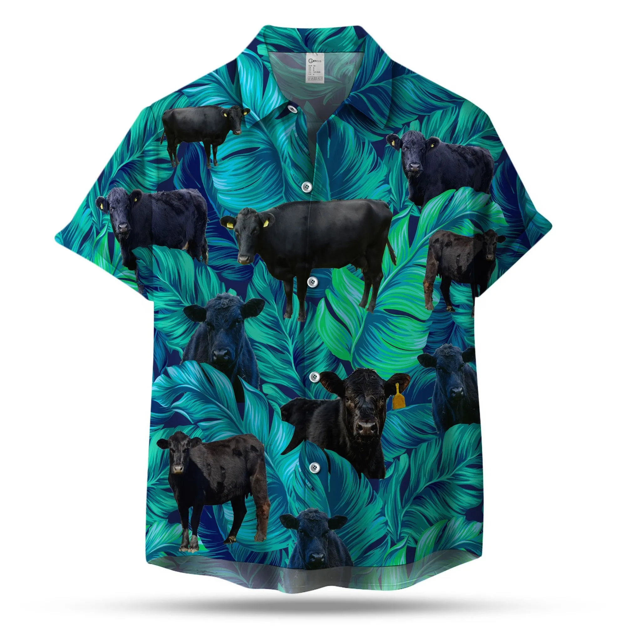BLACK COW LEAFY HAWAIIAN SHIRT