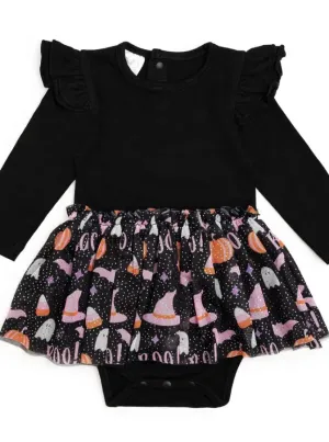 Boo Halloween Long Sleeve Tutu Bodysuit
