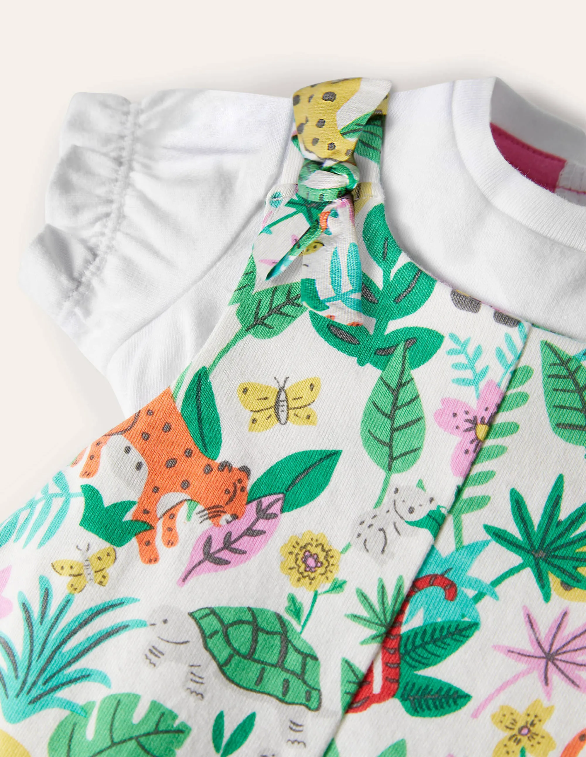 Bow Detail Romper Set-Multi Jungle