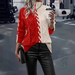 Buy Women's Fashion Color Contrast Sweater | Trendy & Comfortable - Fashionzapp