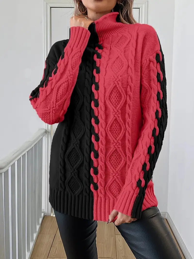 Buy Women's Fashion Color Contrast Sweater | Trendy & Comfortable - Fashionzapp
