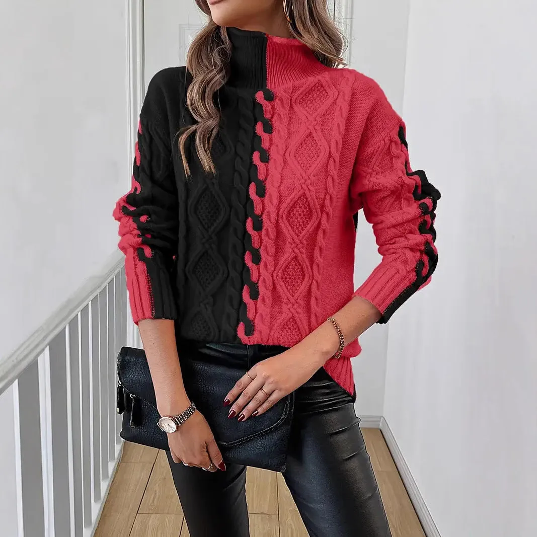 Buy Women's Fashion Color Contrast Sweater | Trendy & Comfortable - Fashionzapp
