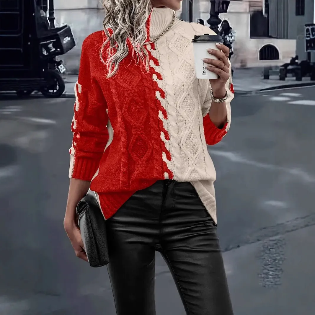 Buy Women's Fashion Color Contrast Sweater | Trendy & Comfortable - Fashionzapp