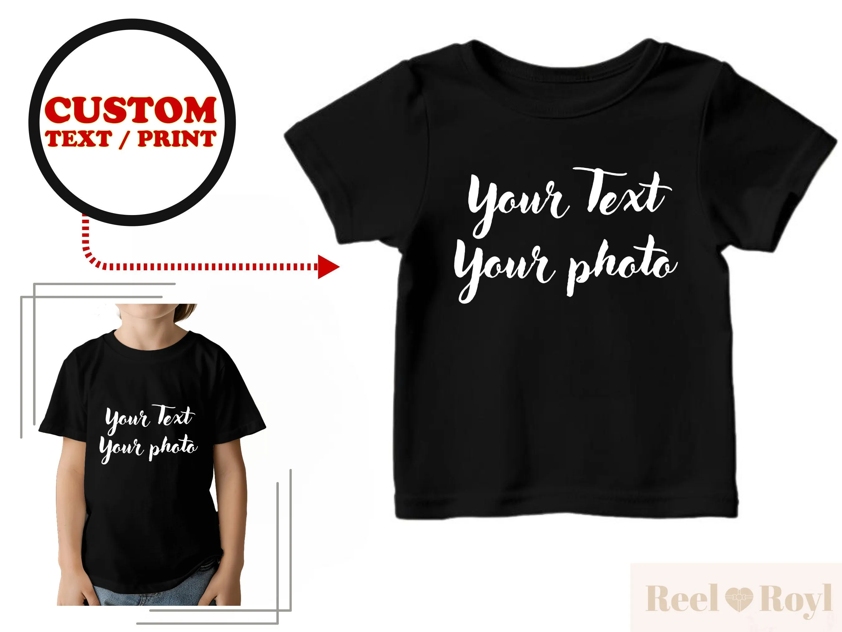 Custom T-Shirt Gift For Kids Personalized Kids Shirt Text or Photo Tee for Kids