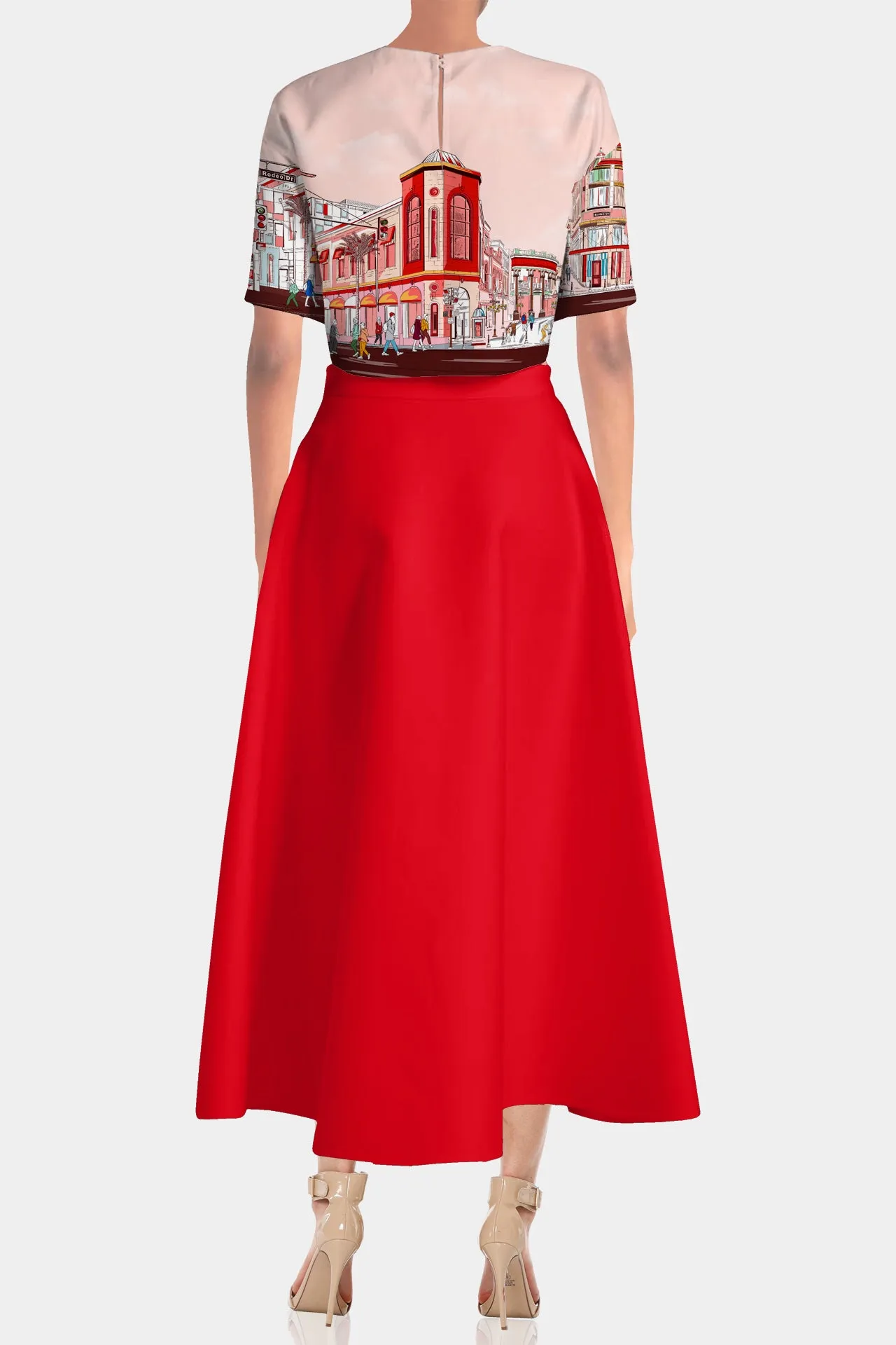 Designer Red Cape Sleeve Top
