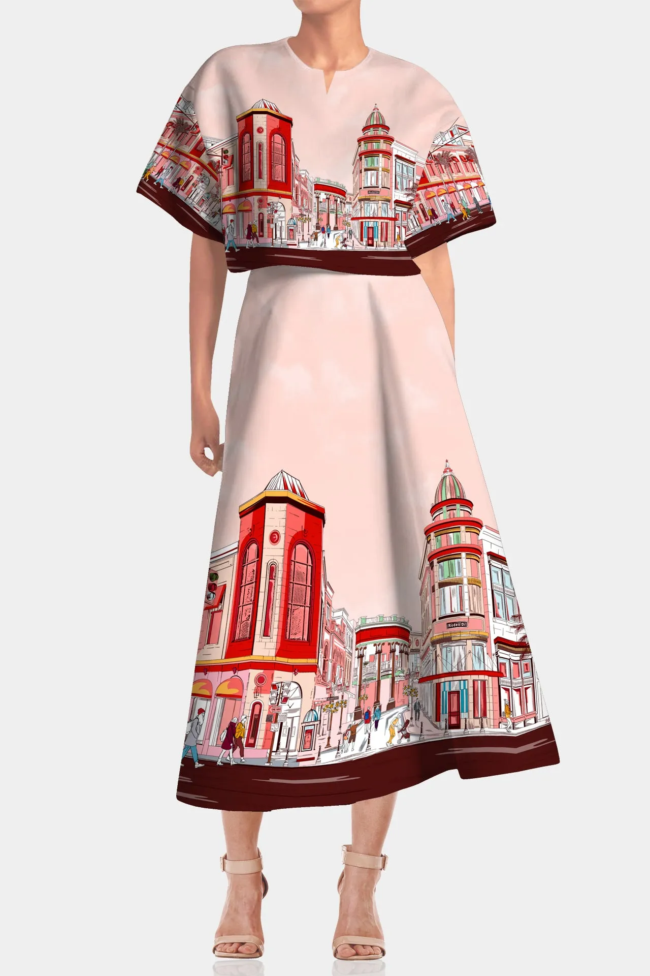 Designer Red Cape Sleeve Top