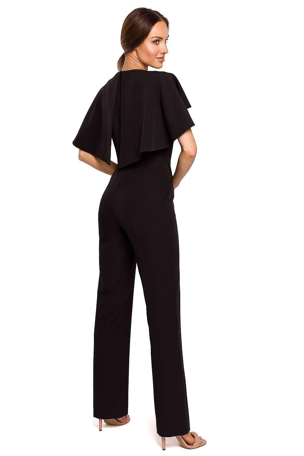 Elegant Cape-Style Jumpsuit - Made in EU