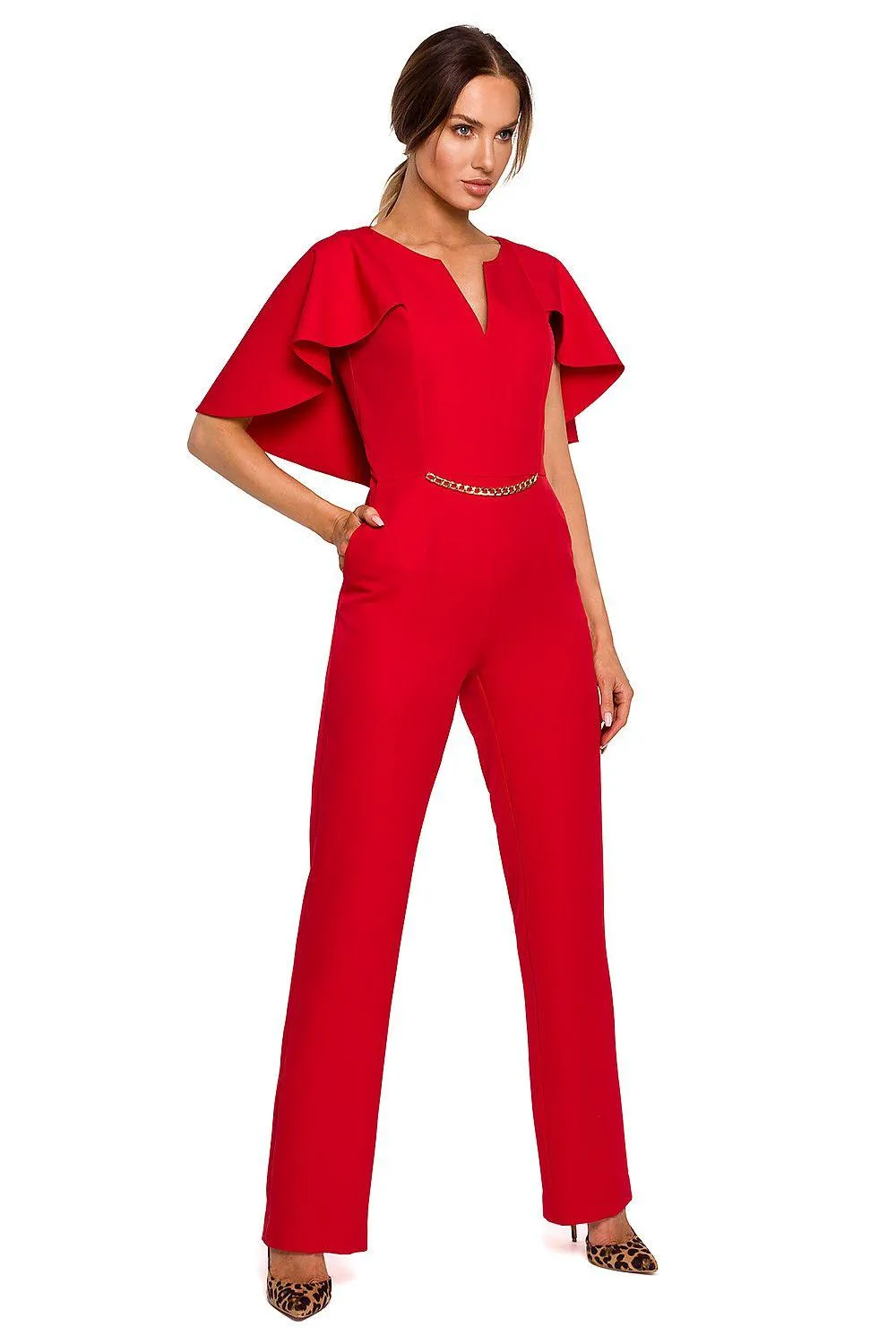 Elegant Cape-Style Jumpsuit - Made in EU
