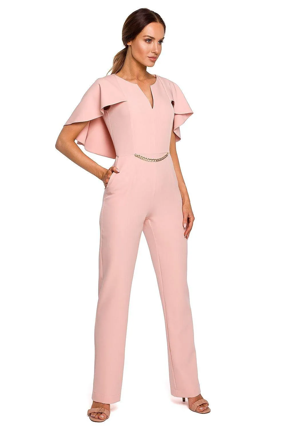 Elegant Cape-Style Jumpsuit - Made in EU
