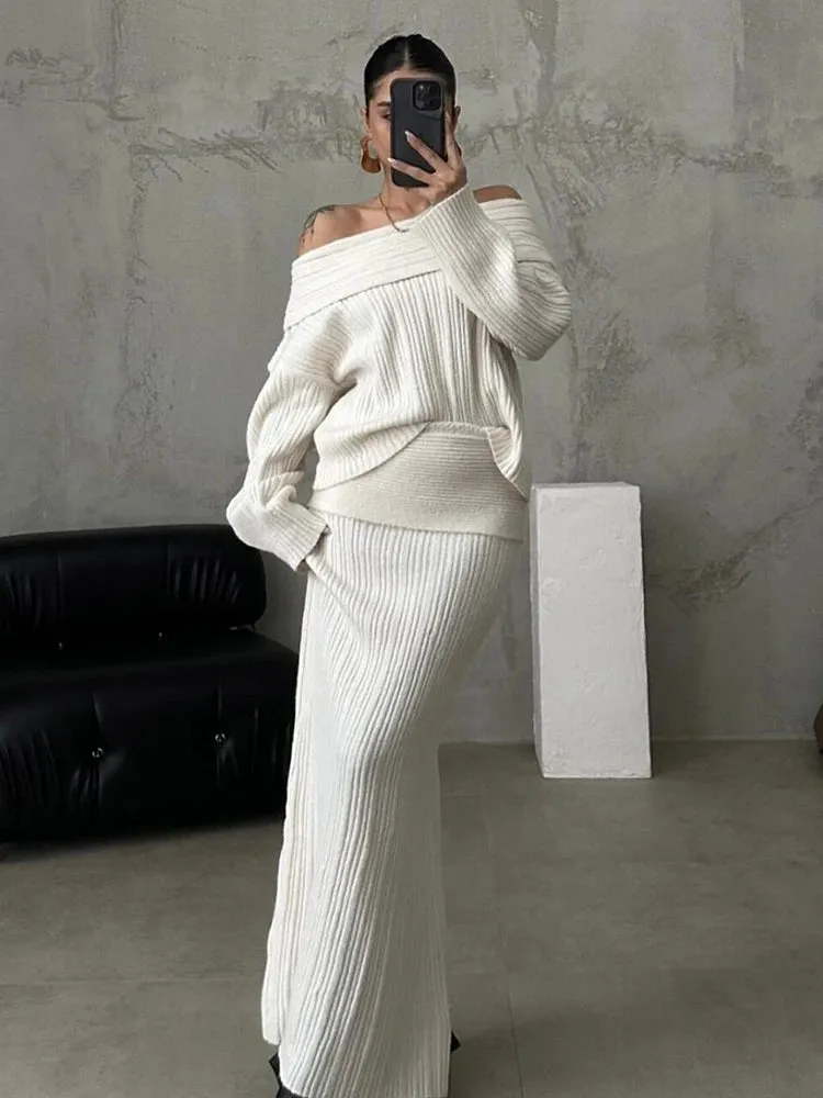 Emery Off-Shoulder Knitted Two-Piece Set