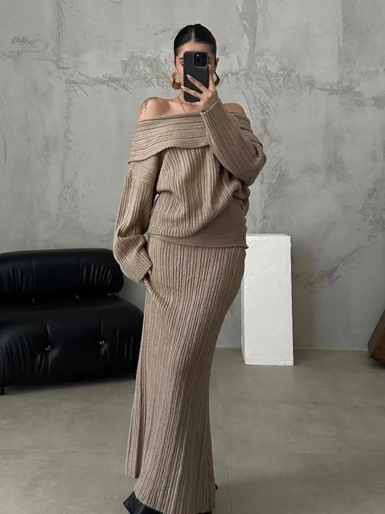 Emery Off-Shoulder Knitted Two-Piece Set