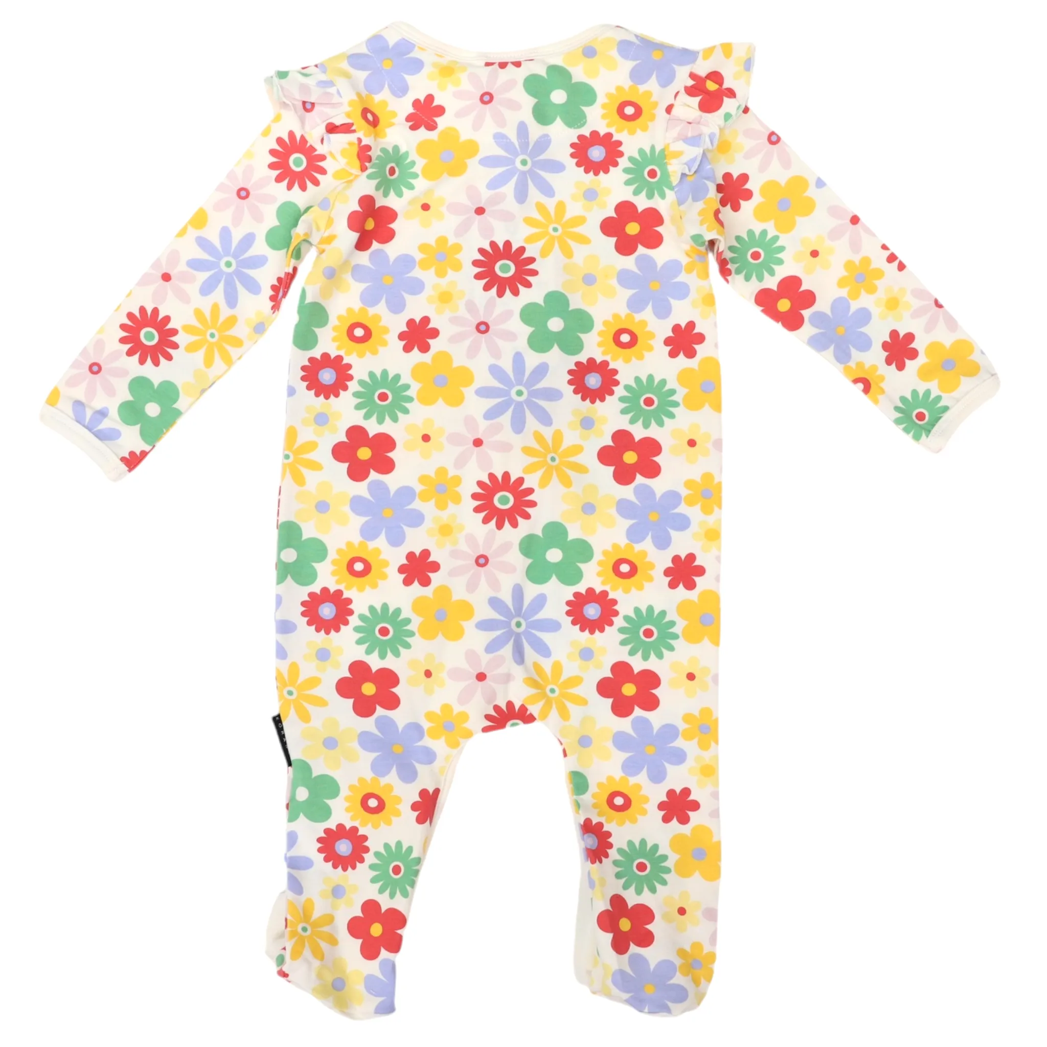 Flower Print Long Sleeve Zip Romper Cloud