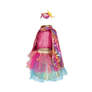 Great Pretenders Pink/Gold Super-Duper Tutu, Cape and Mask, Size 4-6