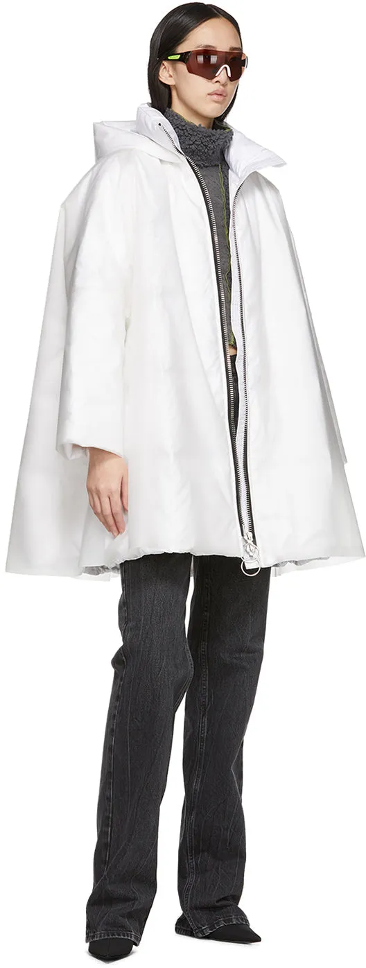 Ienki Ienki White Down Pyramid Cropped Raincoat