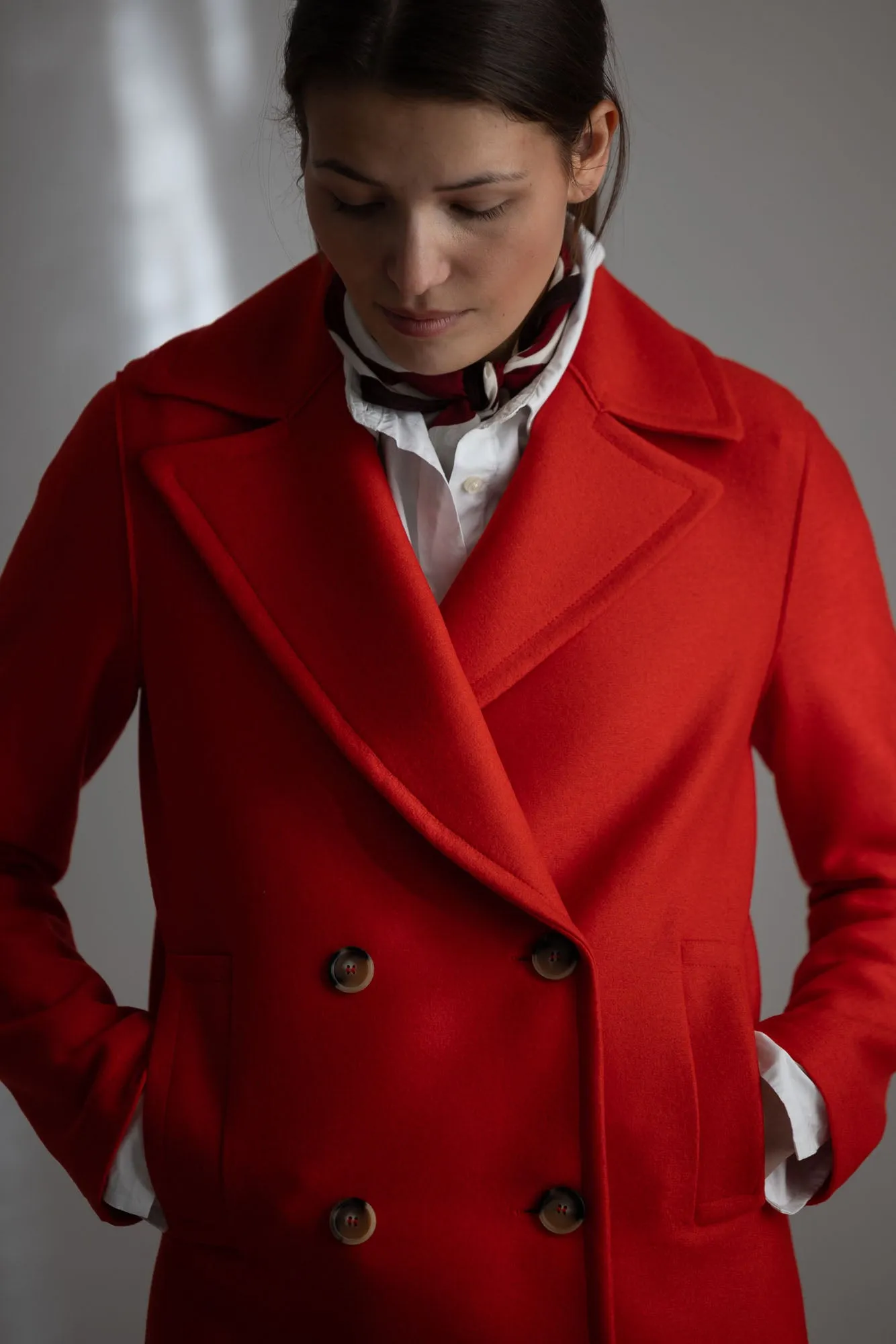 Jakke - Peacoat Light Pressed Wool Bright Red