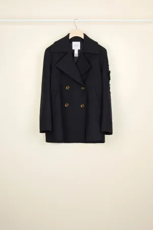 Jewelled logo peacoat