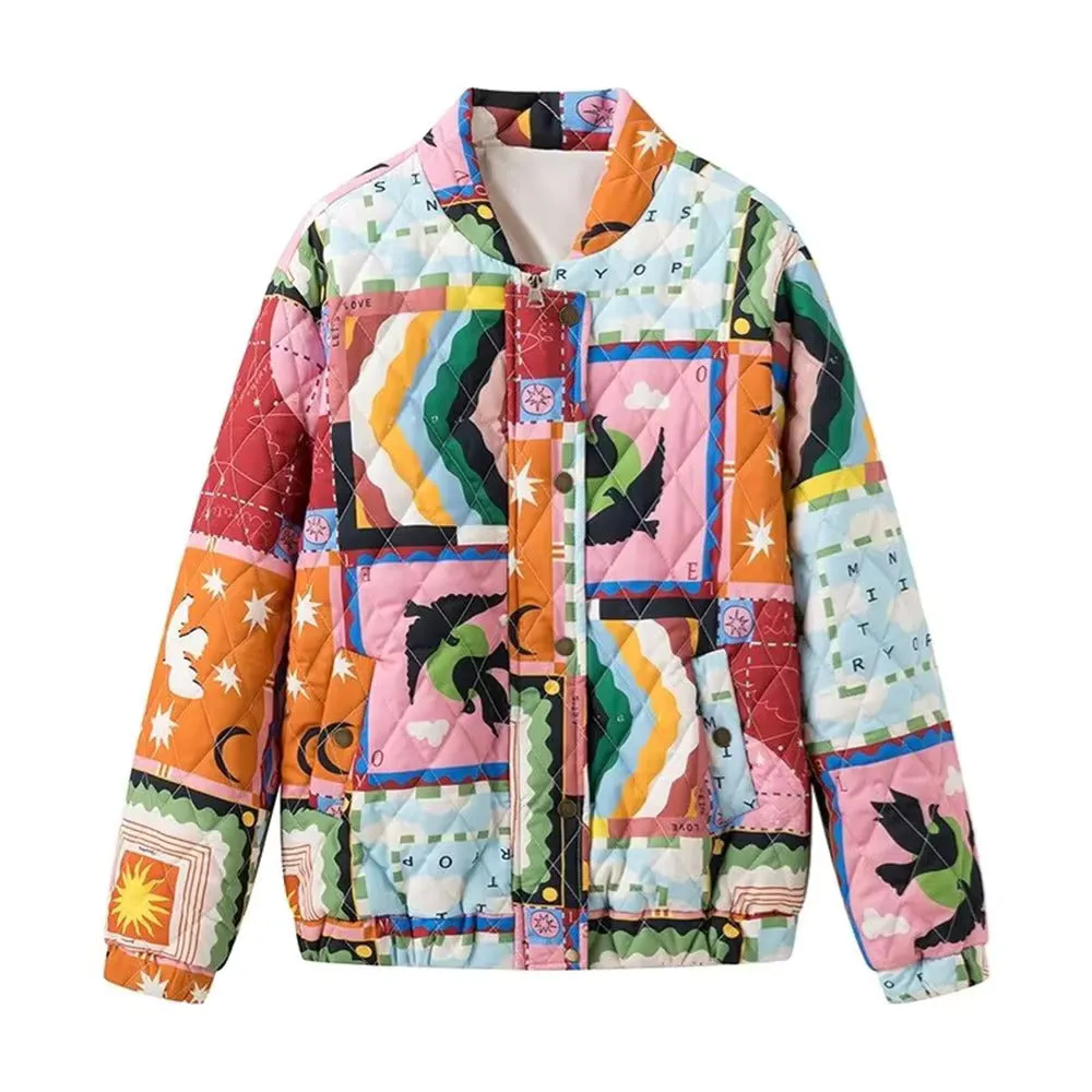 Kayte Bohemian Printed Quilted Cotton Jacket