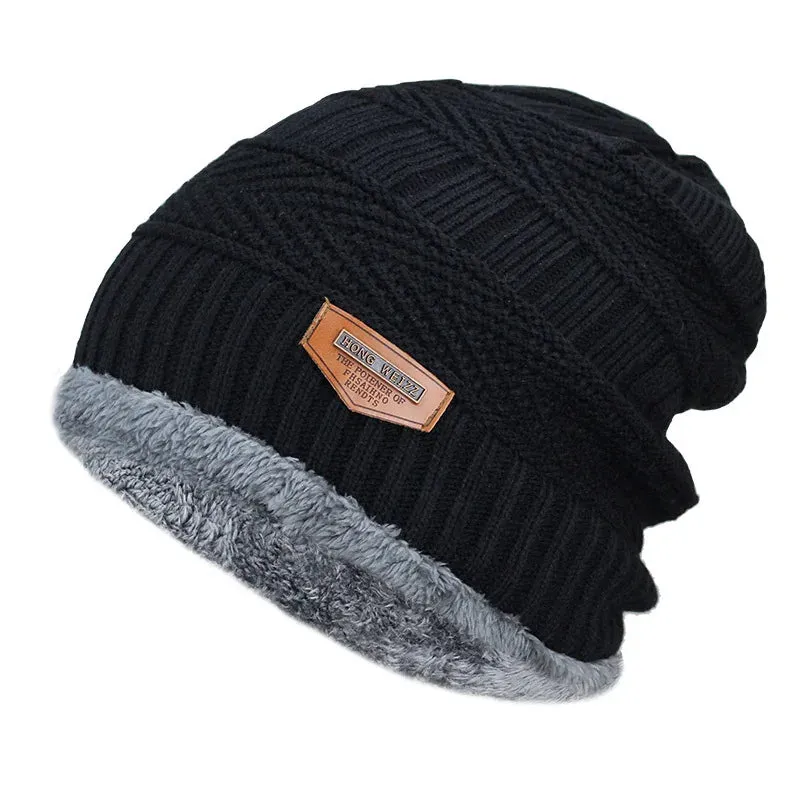 Knitted Winter Beanie with Scarf – Thick Wool Balaclava Cap