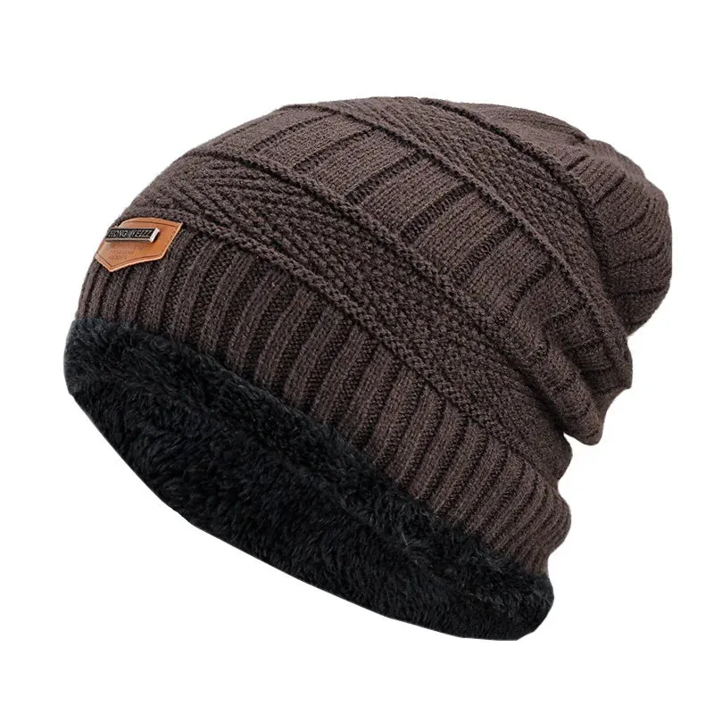 Knitted Winter Beanie with Scarf – Thick Wool Balaclava Cap