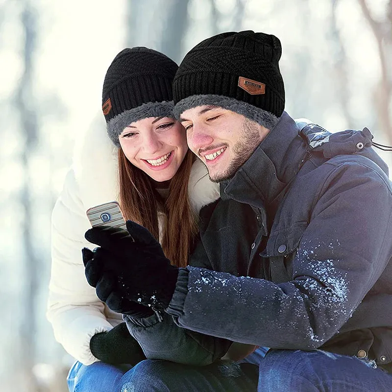 Knitted Winter Beanie with Scarf – Thick Wool Balaclava Cap