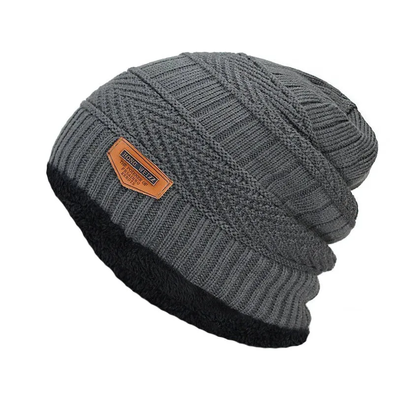 Knitted Winter Beanie with Scarf – Thick Wool Balaclava Cap