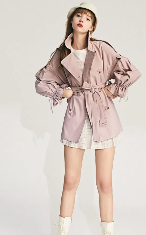 LEDDIN DESIGN BALLOON SLEEVE TRENCH COAT