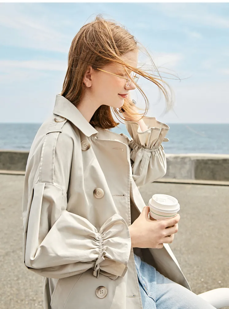 LEDDIN DESIGN BALLOON SLEEVE TRENCH COAT