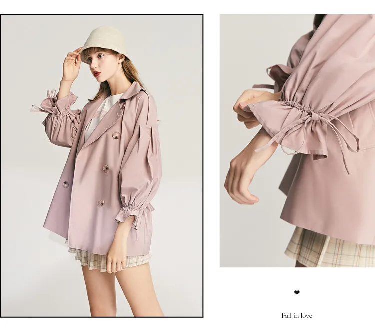 LEDDIN DESIGN BALLOON SLEEVE TRENCH COAT