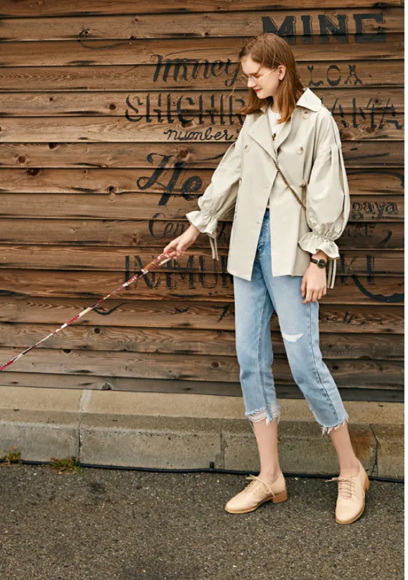 LEDDIN DESIGN BALLOON SLEEVE TRENCH COAT