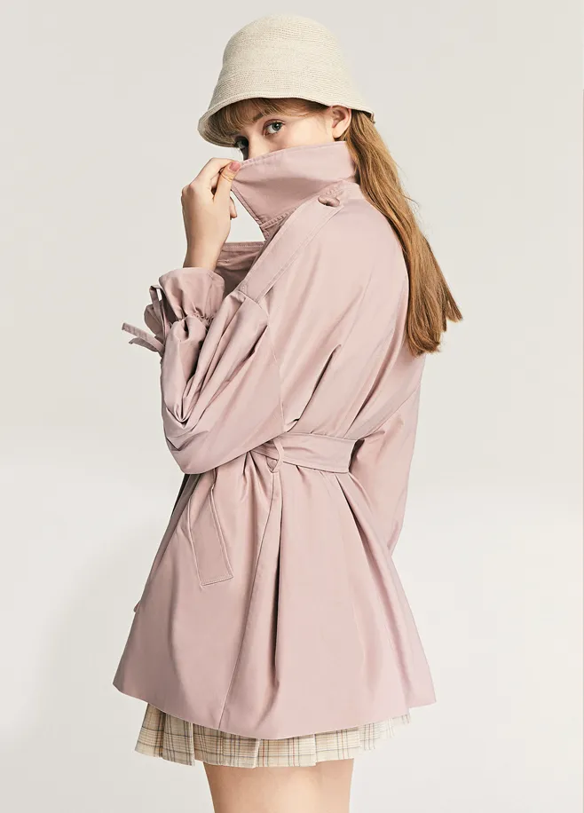 LEDDIN DESIGN BALLOON SLEEVE TRENCH COAT