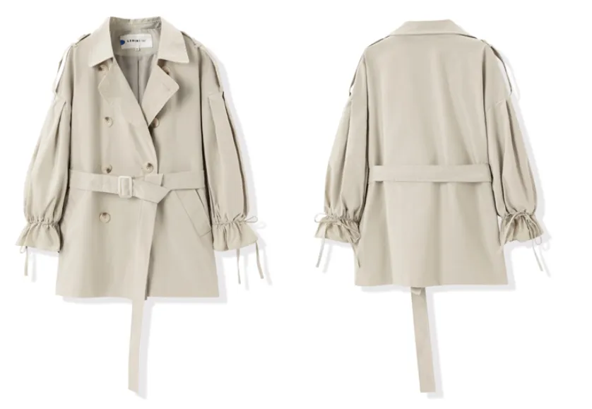 LEDDIN DESIGN BALLOON SLEEVE TRENCH COAT