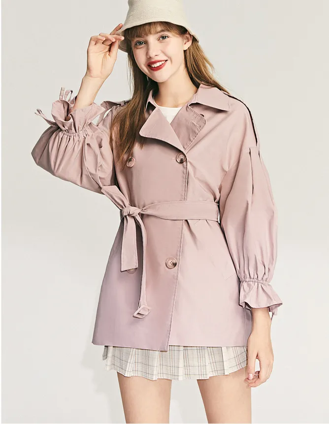 LEDDIN DESIGN BALLOON SLEEVE TRENCH COAT