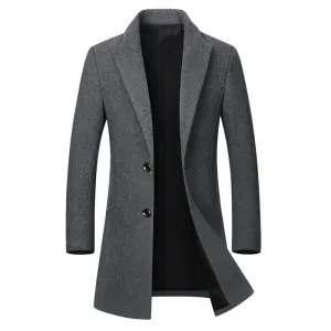 Long Wool Collar Trench Coat for Men