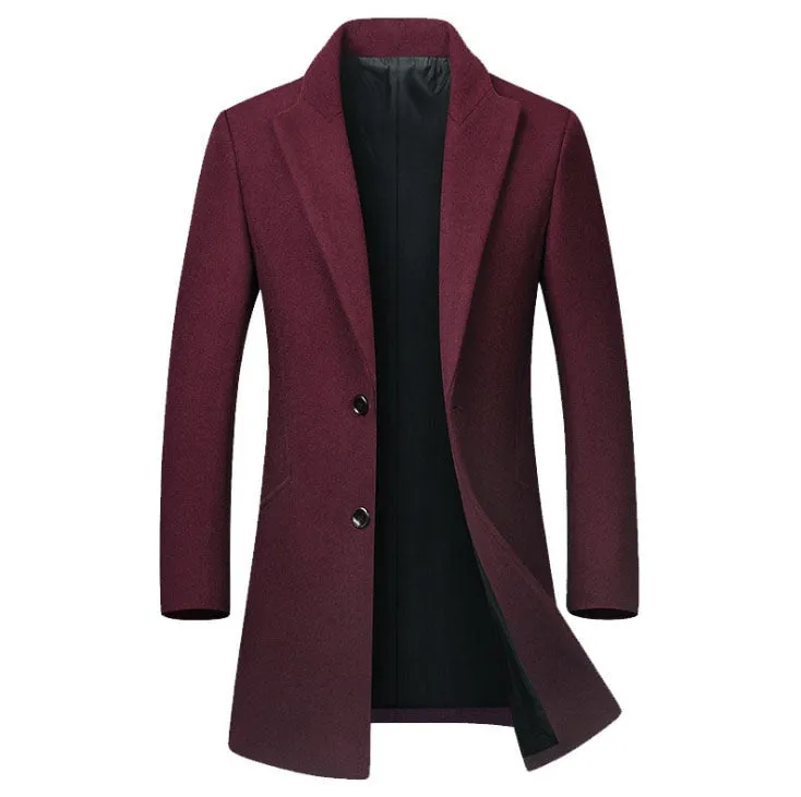 Long Wool Collar Trench Coat for Men