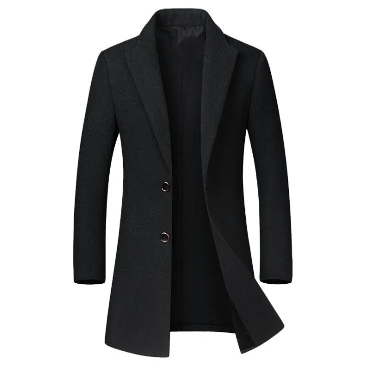 Long Wool Collar Trench Coat for Men