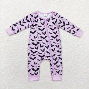LR1097 Bamboo bat halloween girl purple romper 202407 RTS
