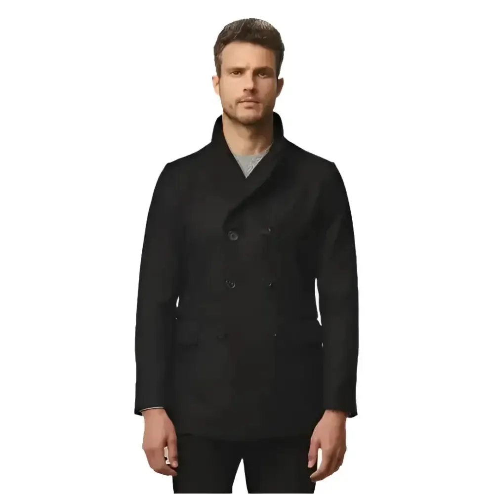Men's Fleece Black Navy Peacoat – Warm & Stylish