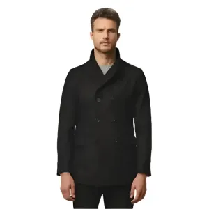 Men's Fleece Black Navy Peacoat – Warm & Stylish