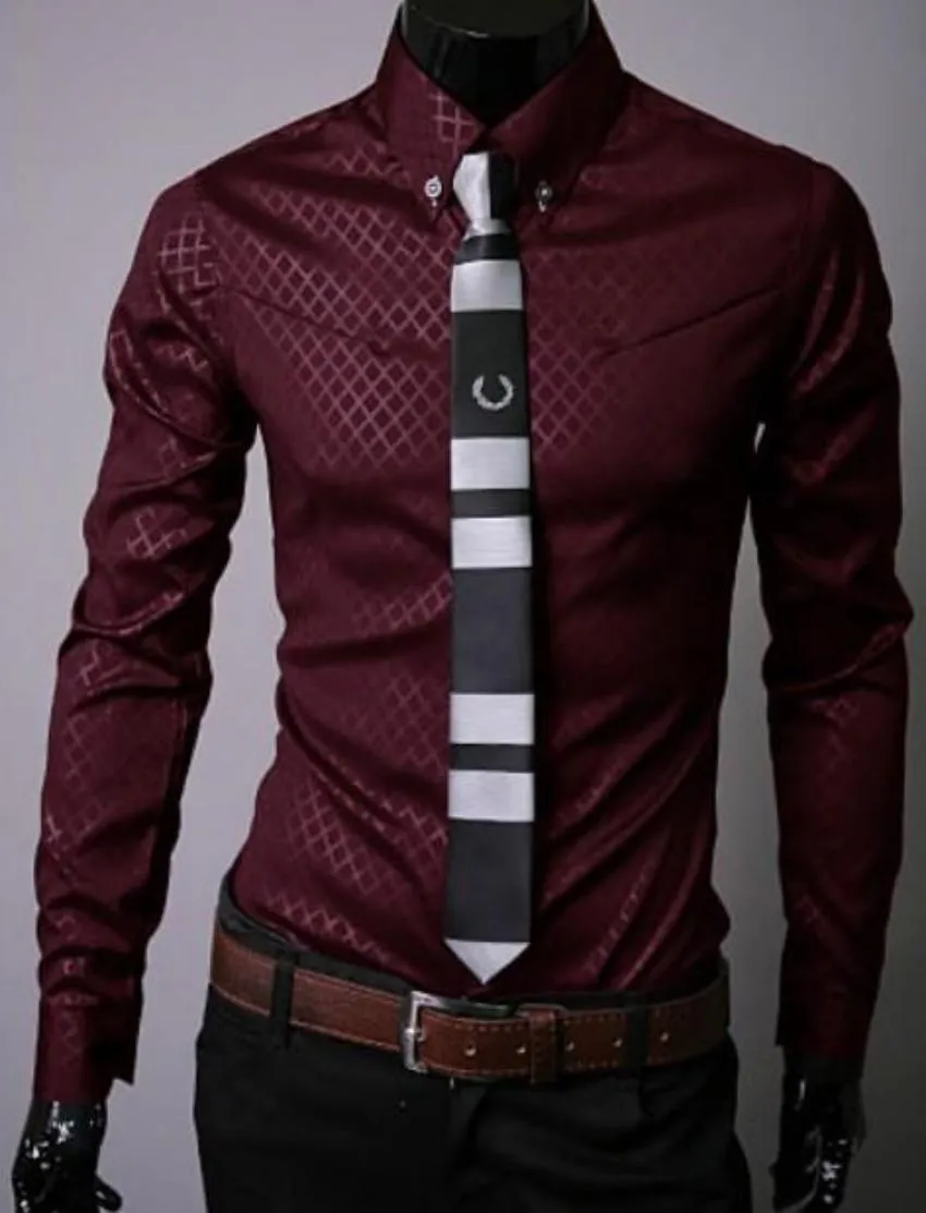 Mens Jacquard Slim Fit Button Down Shirt