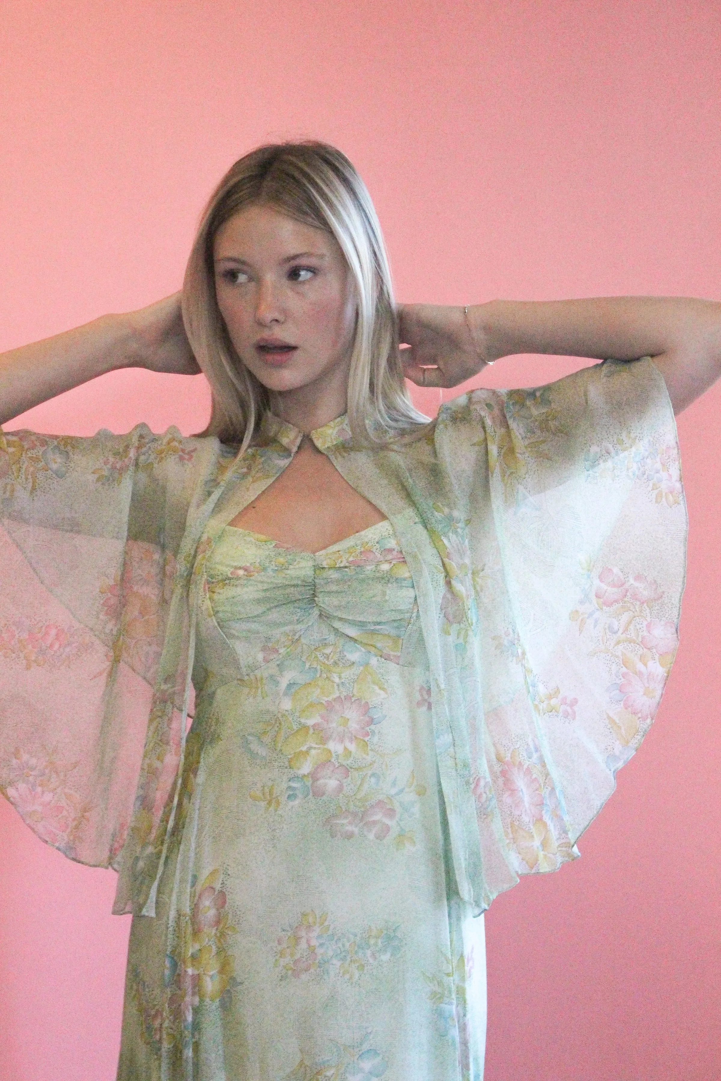 Mint Julep Floral Dress with Cape