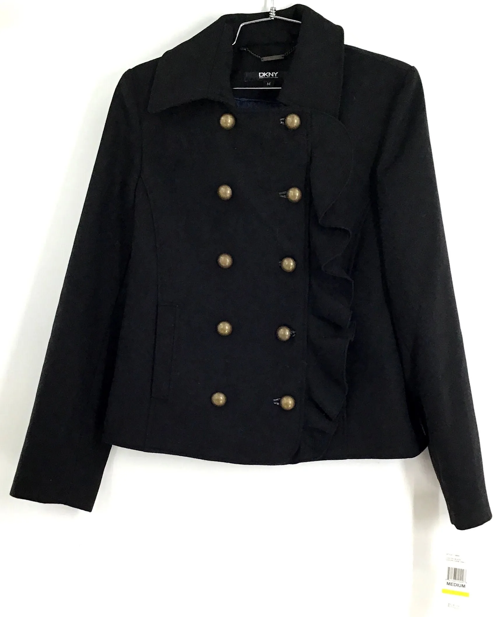 NWT DKNY Women's Black Peacoat - Size M