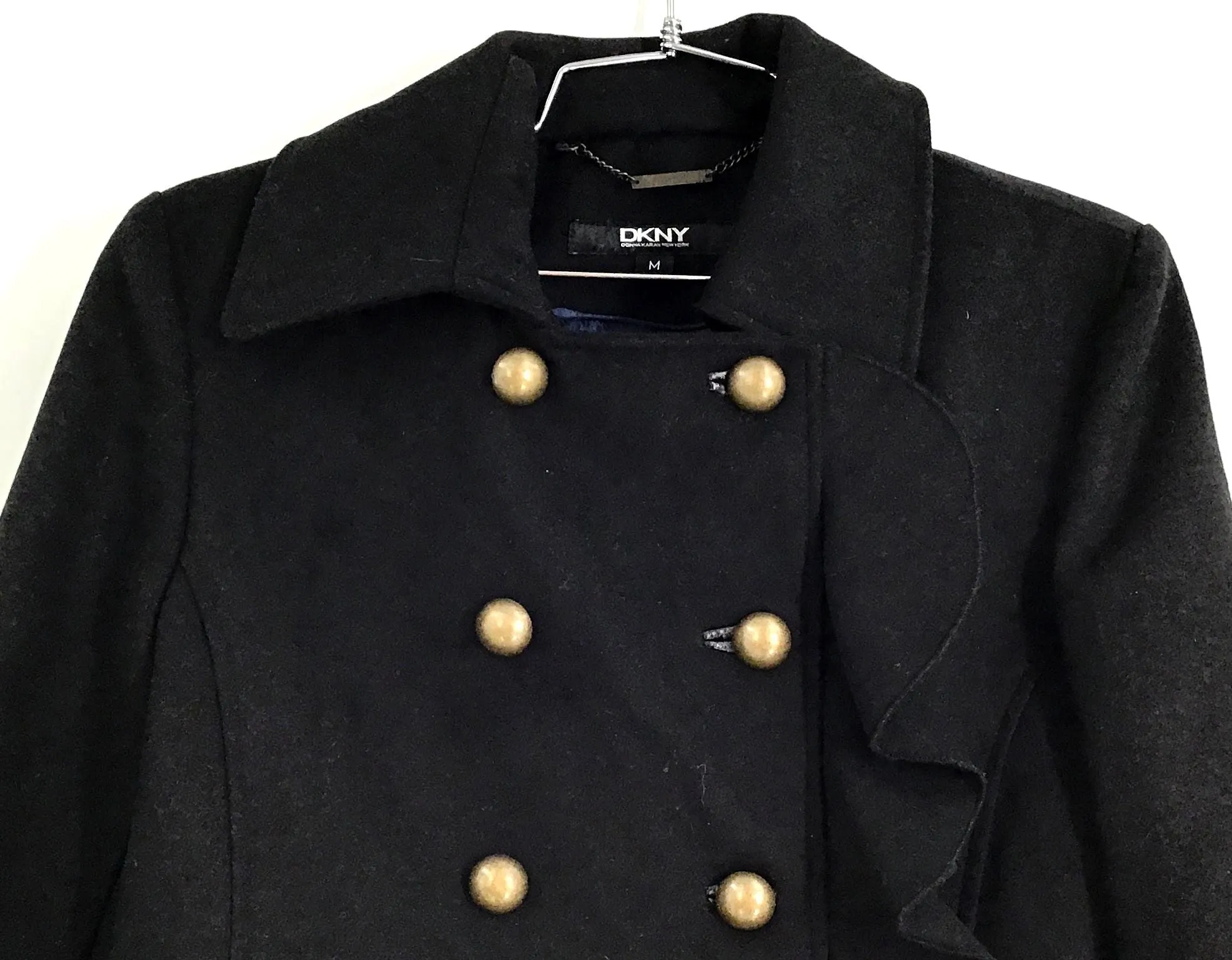 NWT DKNY Women's Black Peacoat - Size M