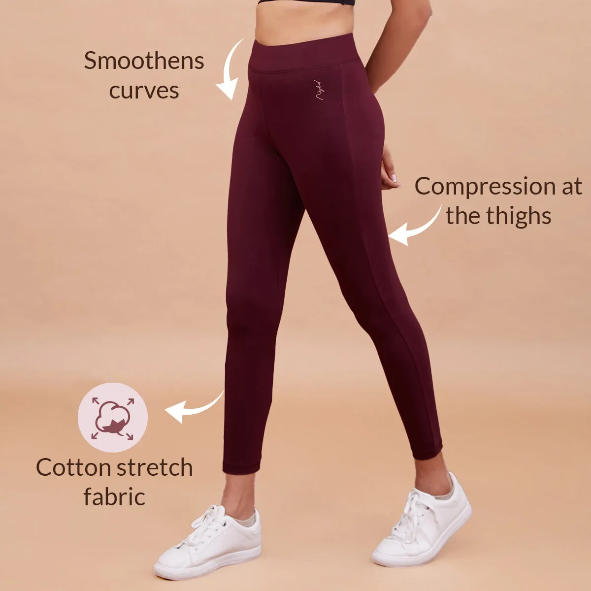 Nykd All Day Essential Cotton Leggings-NYAT076-Potent Purple